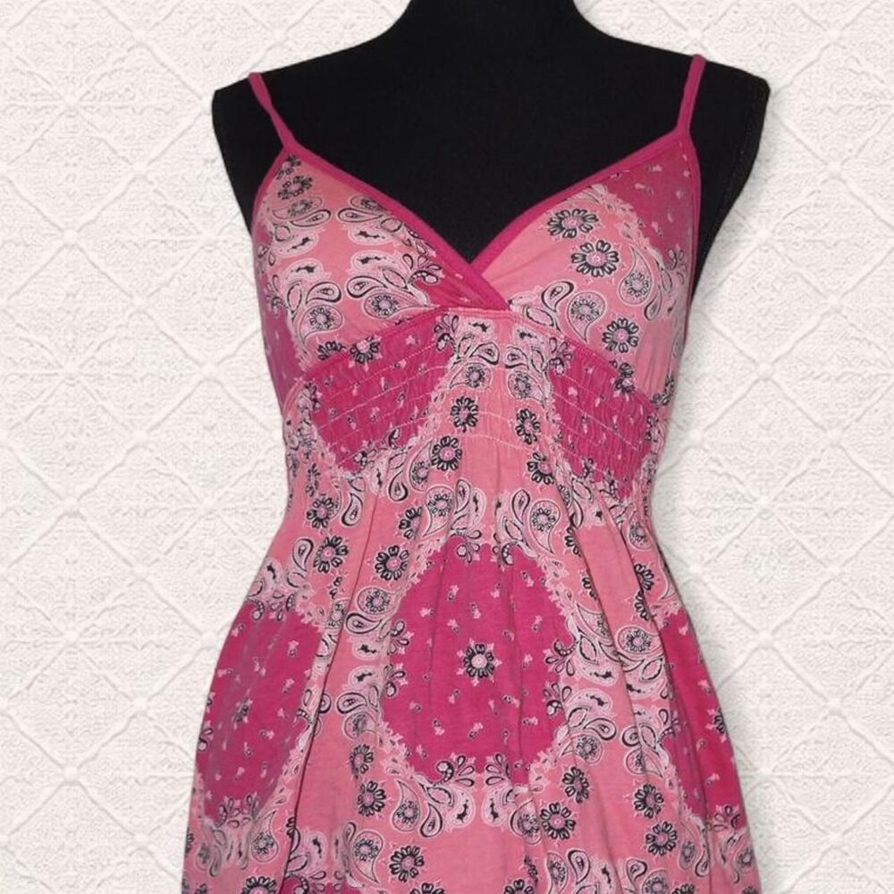 L.e.i Pink Bandana Paisley Print Cotton Y2K Cami Top